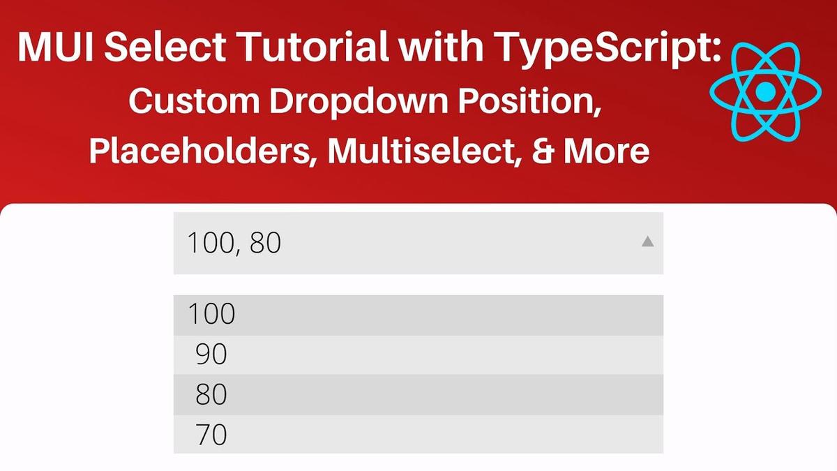 'Video thumbnail for MUI Select Tutorial with TypeScript: Custom Dropdown Position, Placeholders, Multiselect, and More'